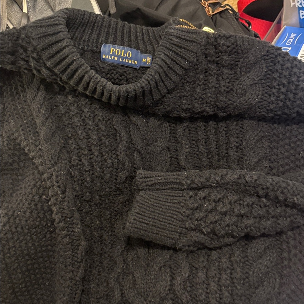Polo by Ralph Lauren Black Cable Knit Sweater
